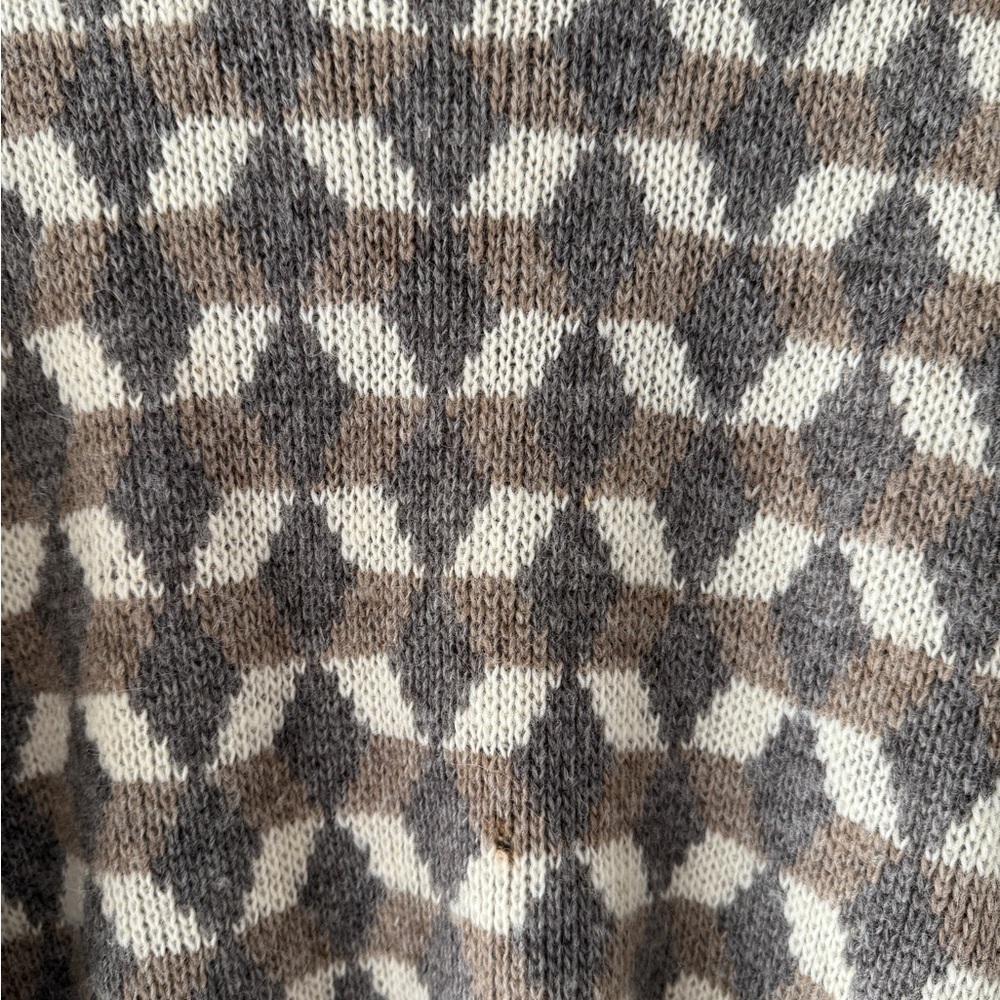 Nordic Vintage Wool Cozy Geometric Turtleneck Sweater Men's Small Unisex Womens - Picture 2 of 8